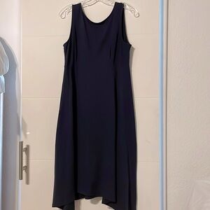 Eileen Fisher Classy Women’s Cotton Sleeveless Navy Blue Dress, Size MED